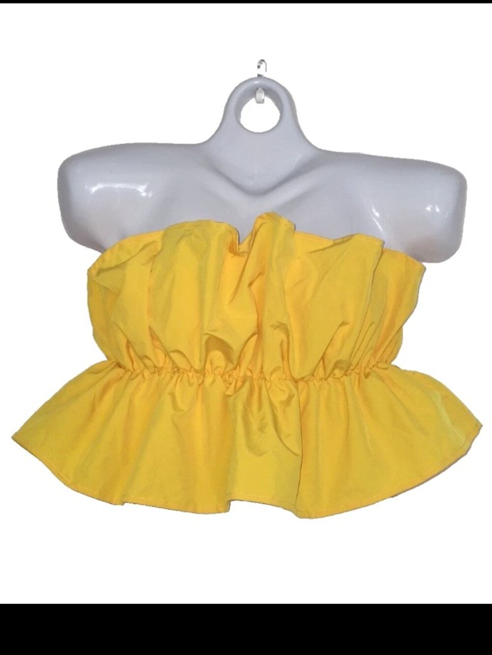 SHEIN Women Medium Yellow Strapless Ruffle Crop Top Smocked Summer Cute